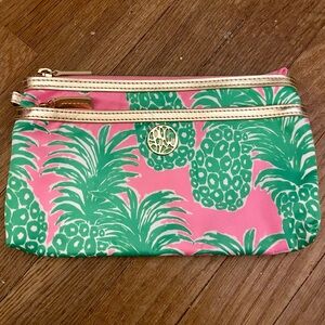 Lilly Pulitzer Pink and Green Pineapple Cosmetic Bag